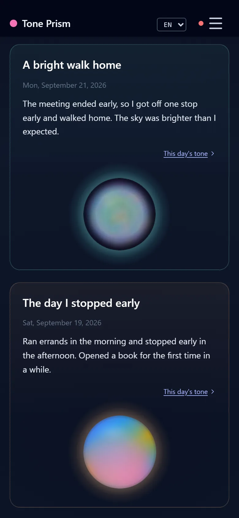 Screen: Memo Diary list