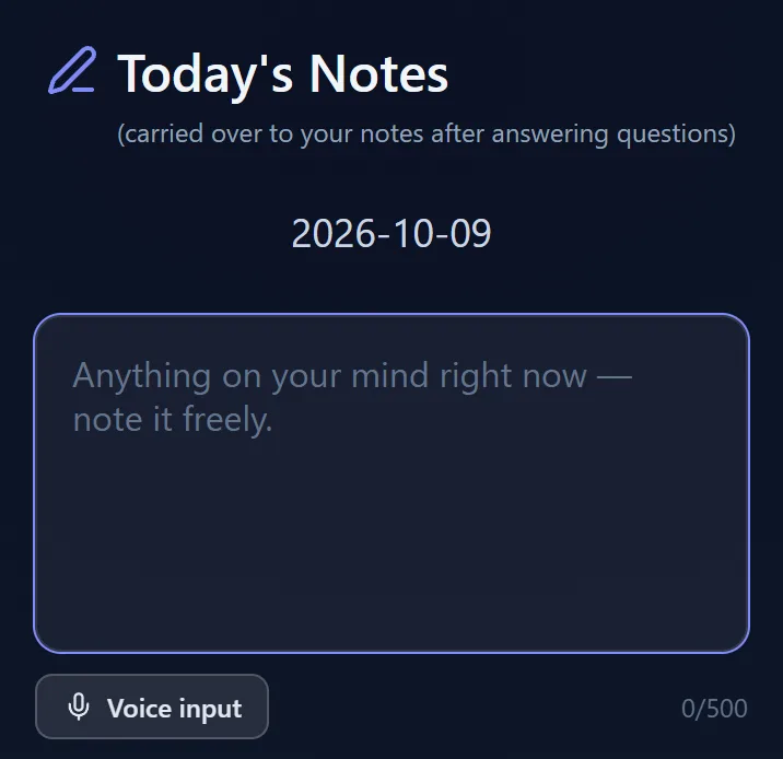 Screen: Writing "Today's Notes"